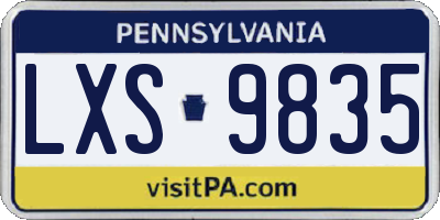 PA license plate LXS9835