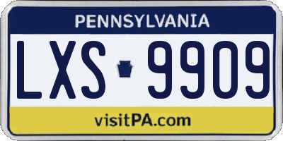 PA license plate LXS9909