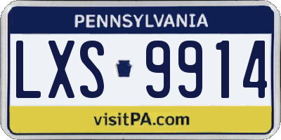 PA license plate LXS9914