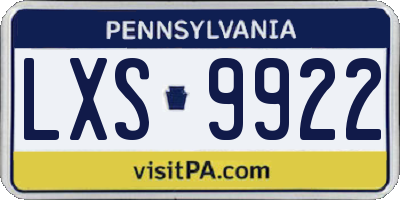 PA license plate LXS9922