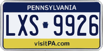 PA license plate LXS9926