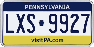 PA license plate LXS9927
