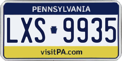 PA license plate LXS9935