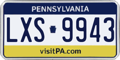 PA license plate LXS9943