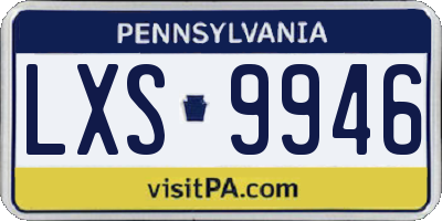 PA license plate LXS9946