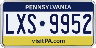 PA license plate LXS9952