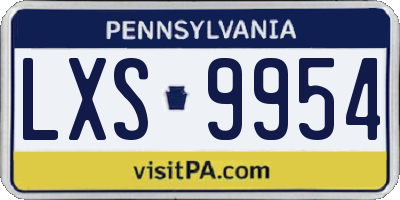 PA license plate LXS9954