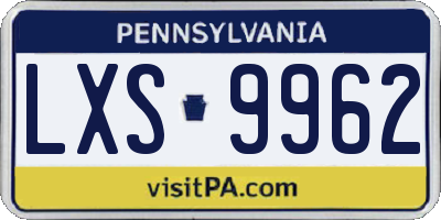 PA license plate LXS9962