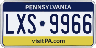 PA license plate LXS9966