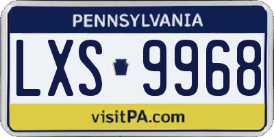PA license plate LXS9968