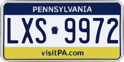 PA license plate LXS9972