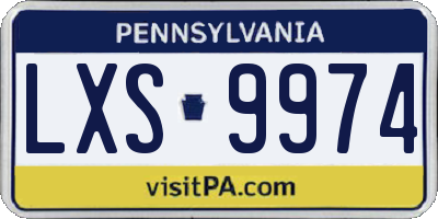 PA license plate LXS9974