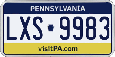 PA license plate LXS9983