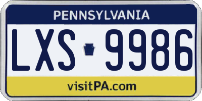 PA license plate LXS9986