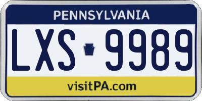 PA license plate LXS9989