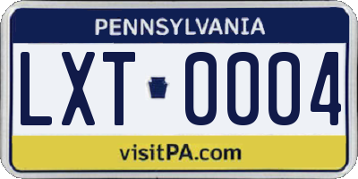PA license plate LXT0004