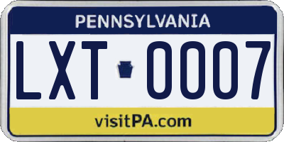 PA license plate LXT0007