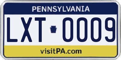 PA license plate LXT0009