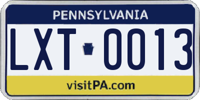 PA license plate LXT0013