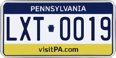 PA license plate LXT0019