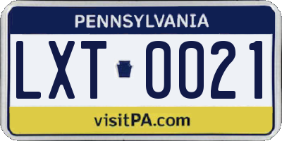 PA license plate LXT0021