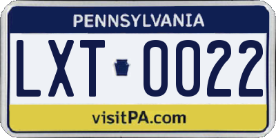 PA license plate LXT0022