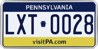 PA license plate LXT0028