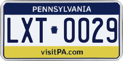 PA license plate LXT0029
