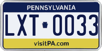 PA license plate LXT0033