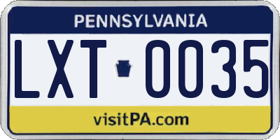PA license plate LXT0035