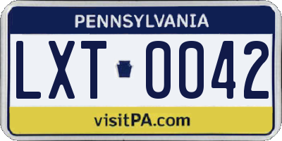 PA license plate LXT0042