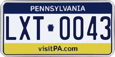 PA license plate LXT0043