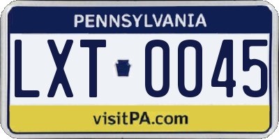 PA license plate LXT0045