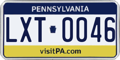 PA license plate LXT0046