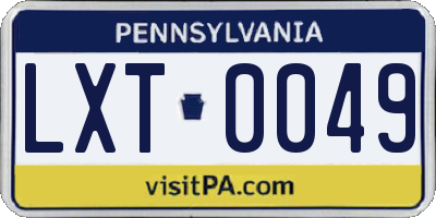 PA license plate LXT0049