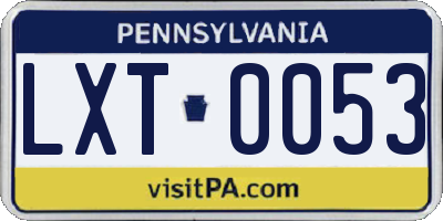 PA license plate LXT0053