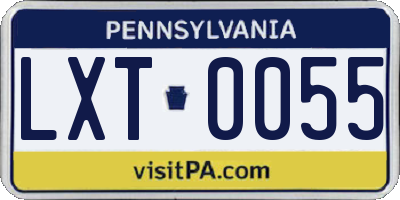 PA license plate LXT0055