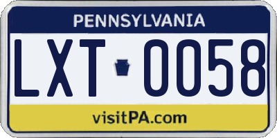 PA license plate LXT0058
