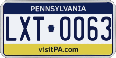 PA license plate LXT0063