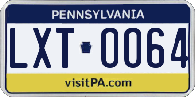 PA license plate LXT0064