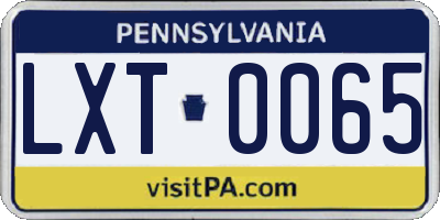 PA license plate LXT0065