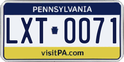 PA license plate LXT0071