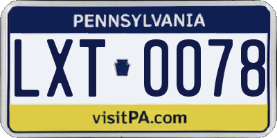 PA license plate LXT0078