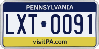 PA license plate LXT0091