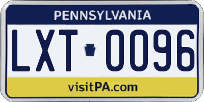 PA license plate LXT0096