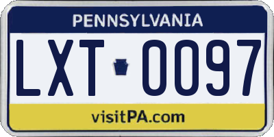PA license plate LXT0097