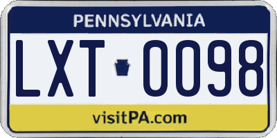 PA license plate LXT0098