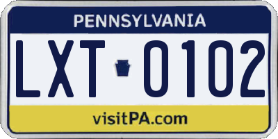 PA license plate LXT0102