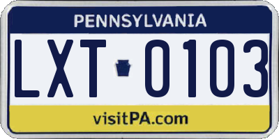 PA license plate LXT0103