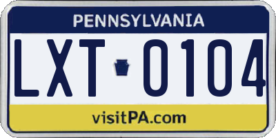 PA license plate LXT0104